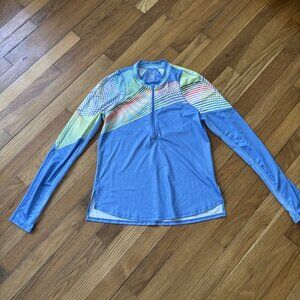 Lucky in Love Women's Top Blue Marine Shimmer Tennis Golf 1/2 Zip Size XS